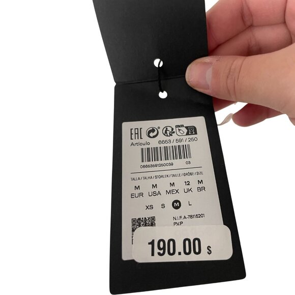 Massimo Dutti Womens Midi Dress Size M White Black stripe Flowing 6653/591 NWT - Picture 8 of 14